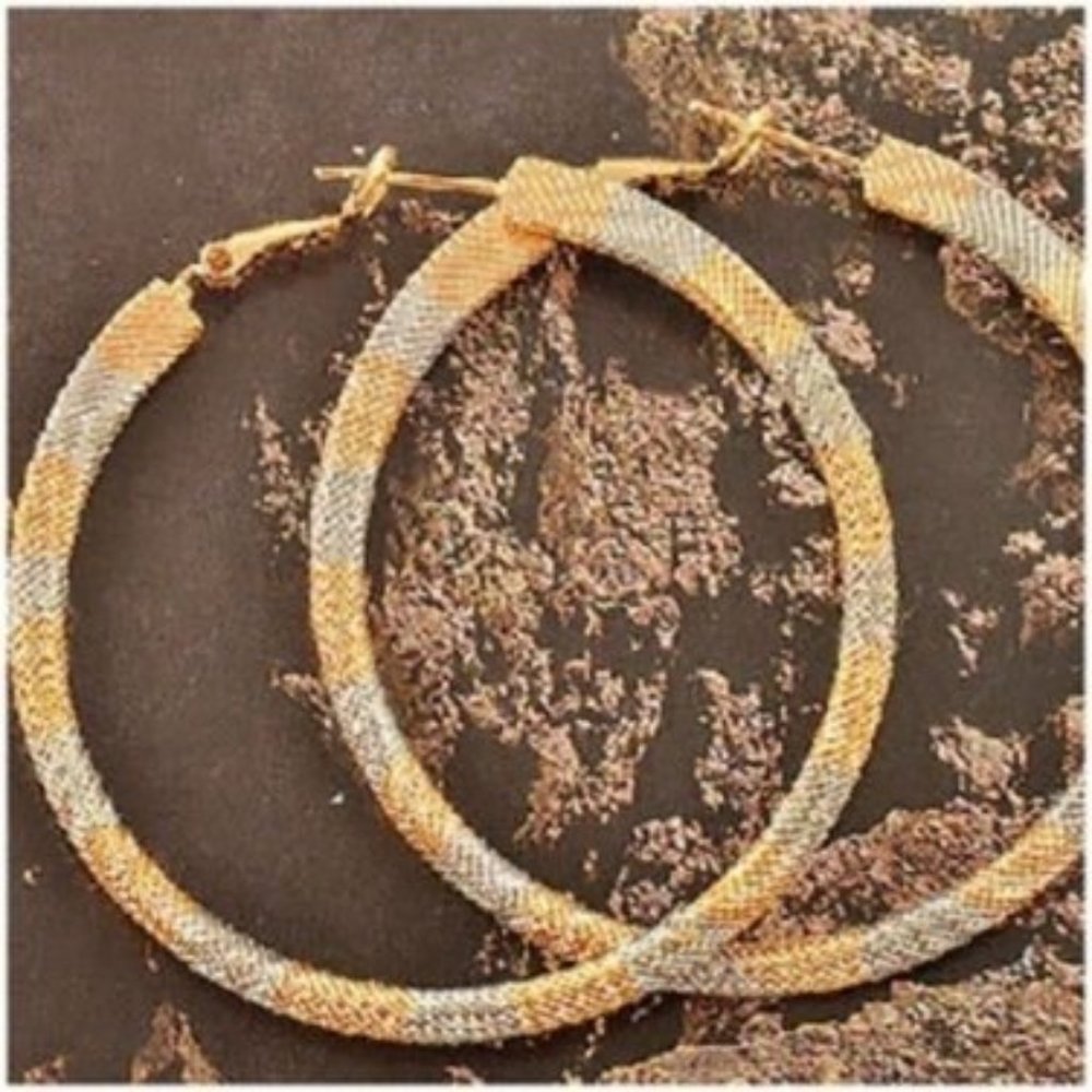 Earrings ~ Tri-Gold ~ 2" Hoop ~  Dangle